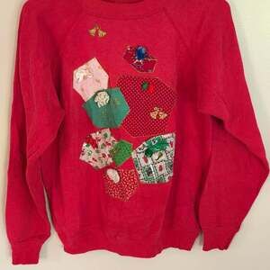 Vintage Hanes Holiday Red Crew Neck 100% Cotton Christmas Sweater